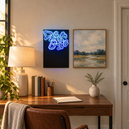 Dream Big LED Neon Sign Gallery Wall Script - Installation Scene