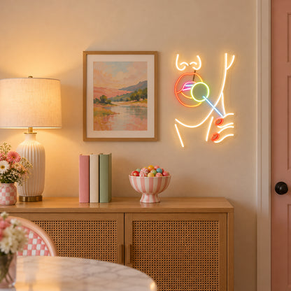 Lollipop Girl LED Neon Sign Dimmable Wall Light - Installation Scene