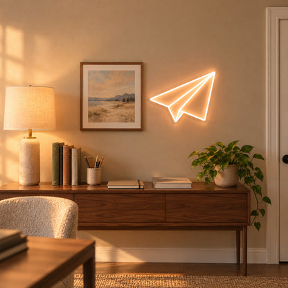 Paper Plane LED Neon Sign Dimmable Wall Light - Installation Scene