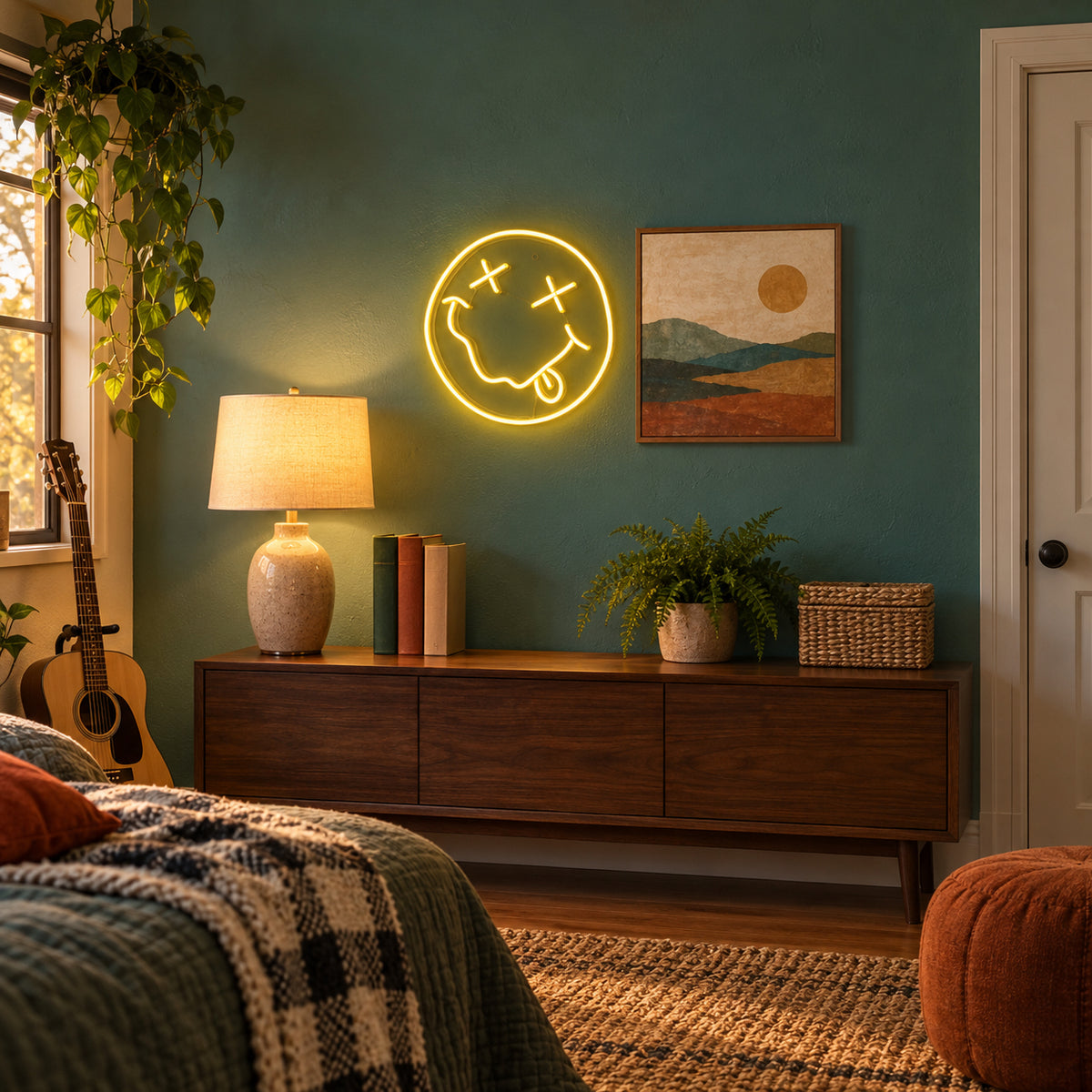 Nirvana Smiley Face LED Neon Sign Classic Smiley Design - Installation Scene
