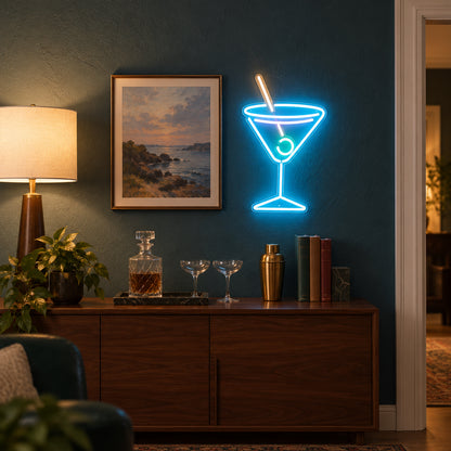 Martini Glass Neon Bar Sign - Installation Scene