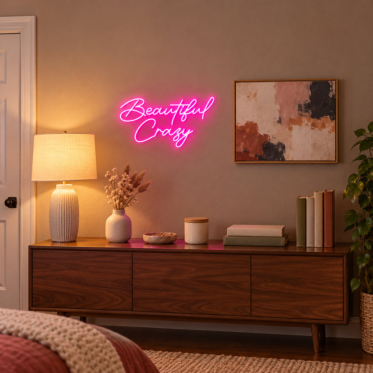 Beautiful Crazy LED Neon Sign Dimmable Wall Light - Installation Scene