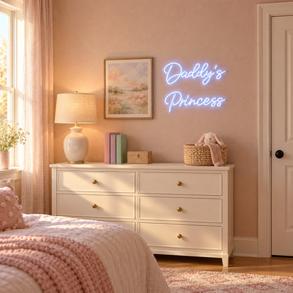 Daddy's Princess LED Neon Sign for Kids Room Dimmable Wall Decor - Installation Scene