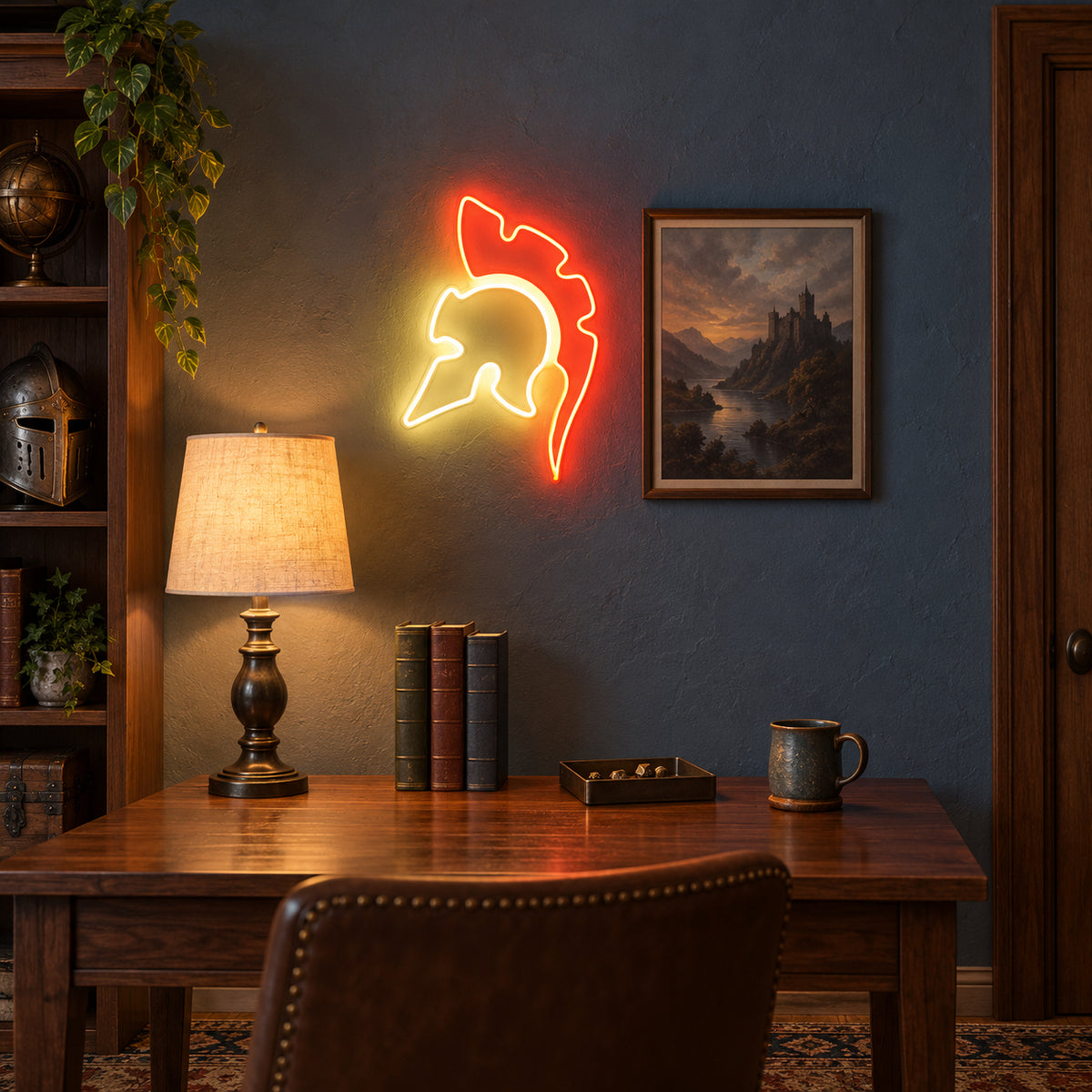 Knight Gamer LED Neon Sign for Man Cave Dimmable Wall Decor - Installation Scene