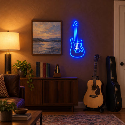 Electric Guitar LED Neon Sign Dimmable Wall Light - Installation Scene