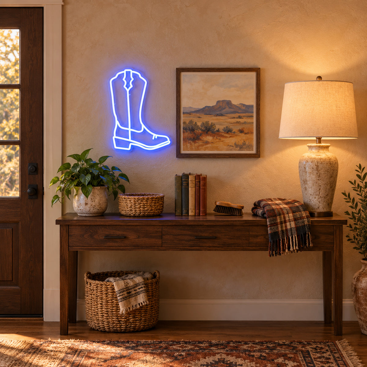 Cowboy Boot Neon Sign - Installation Scene