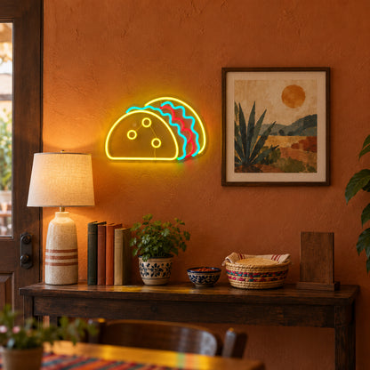 Tacos LED Neon Sign Loaded Taco Design - Installation Scene
