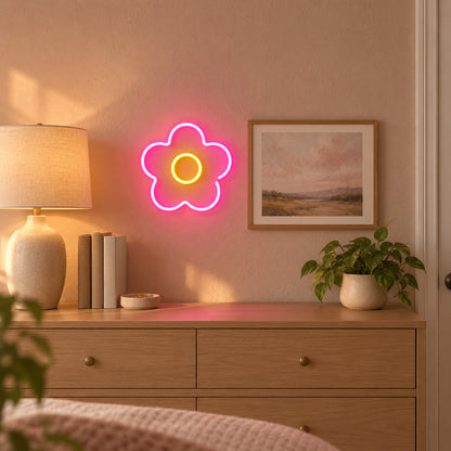 Daisy Flower LED Neon Sign Dimmable Wall Light - Installation Scene