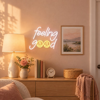 Feeling Good LED Neon Sign Dimmable Wall Light - Installation Scene