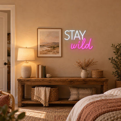Stay Wild LED Neon Sign for Party Dimmable Backdrop Light - Installation Scene