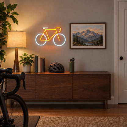 Bicycle LED Neon Sign Road Bike Line Art - Installation Scene