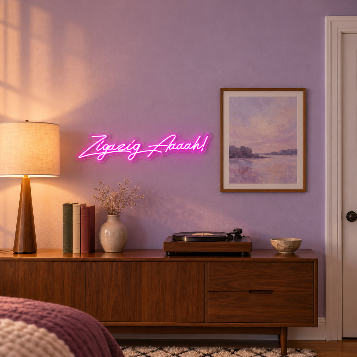 Zigazig Aaaah! Spice Girls LED Neon Sign Dimmable Wall Light - Installation Scene
