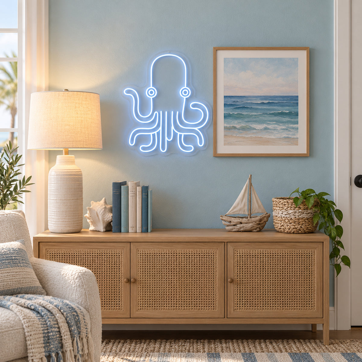 Octopus LED Neon Sign Dimmable Wall Light - Installation Scene