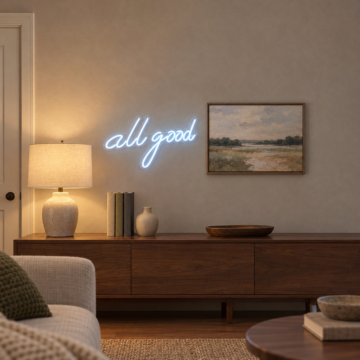 All Good LED Neon Sign Dimmable Wall Light - Installation Scene