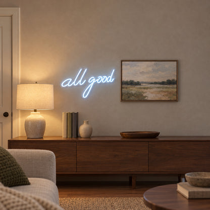 All Good LED Neon Sign Dimmable Wall Light - Installation Scene