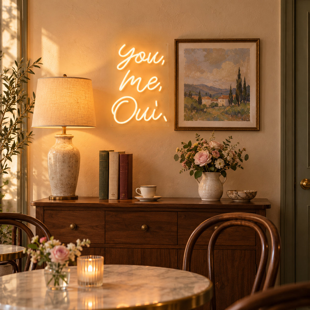 You Me Oui LED Neon Sign Dimmable Wall Light - Installation Scene