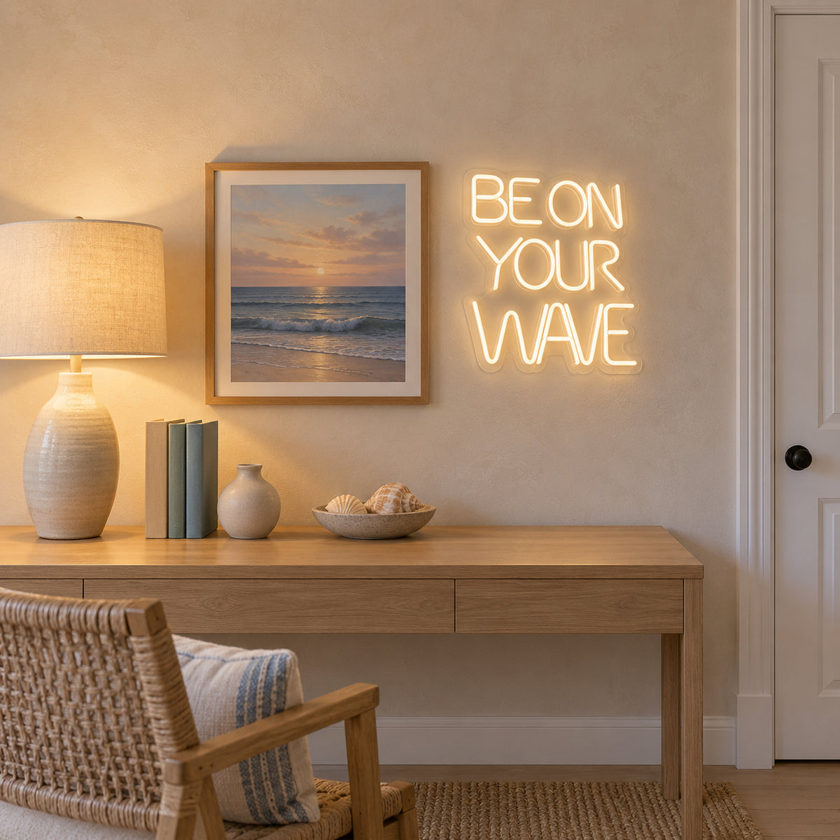 Be On Your Wave LED Neon Sign Dimmable Wall Light - Installation Scene