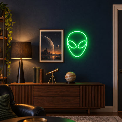 Aliens LED Neon Sign for Man Cave Dimmable Wall Decor - Installation Scene
