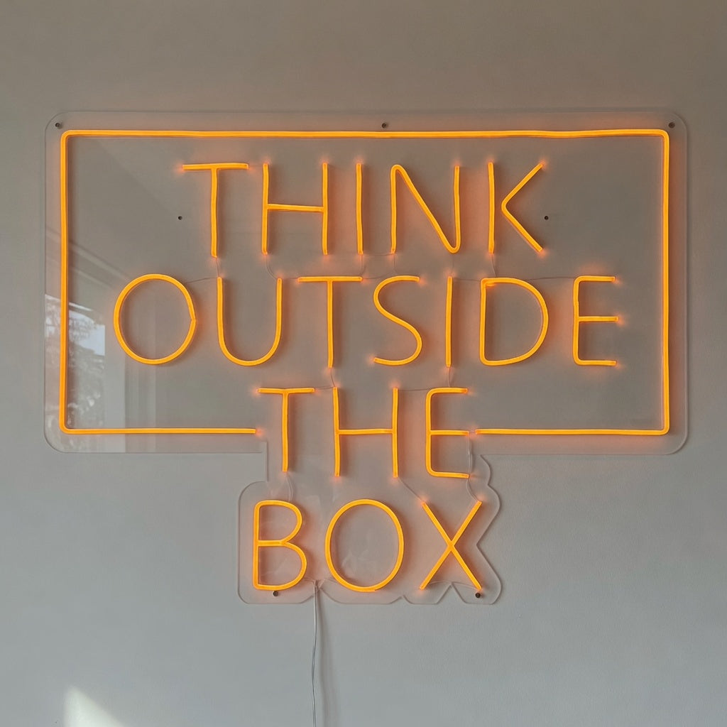 Think Outside the Box LED Neon Sign for Office Light Up Wall Decor - Shineneon