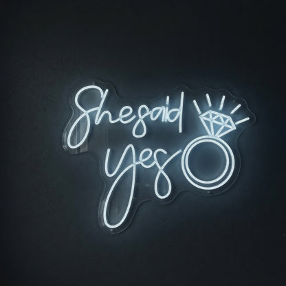 She Said Yes and Diamond Ring LED Neon Sign - Shineneon
