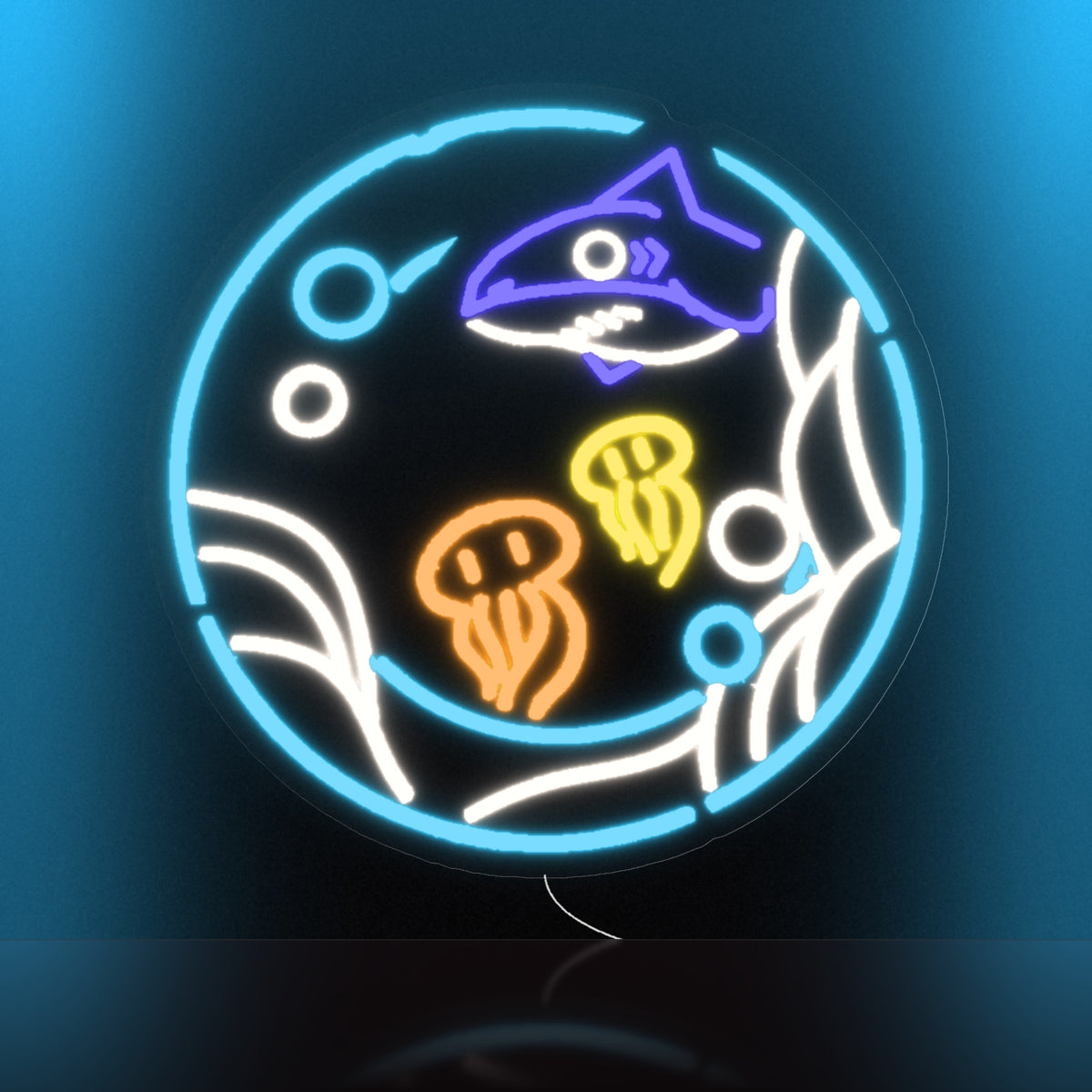 Ocean with Shark and Jellyfish LED Neon Sign for Kids Room - Shineneon