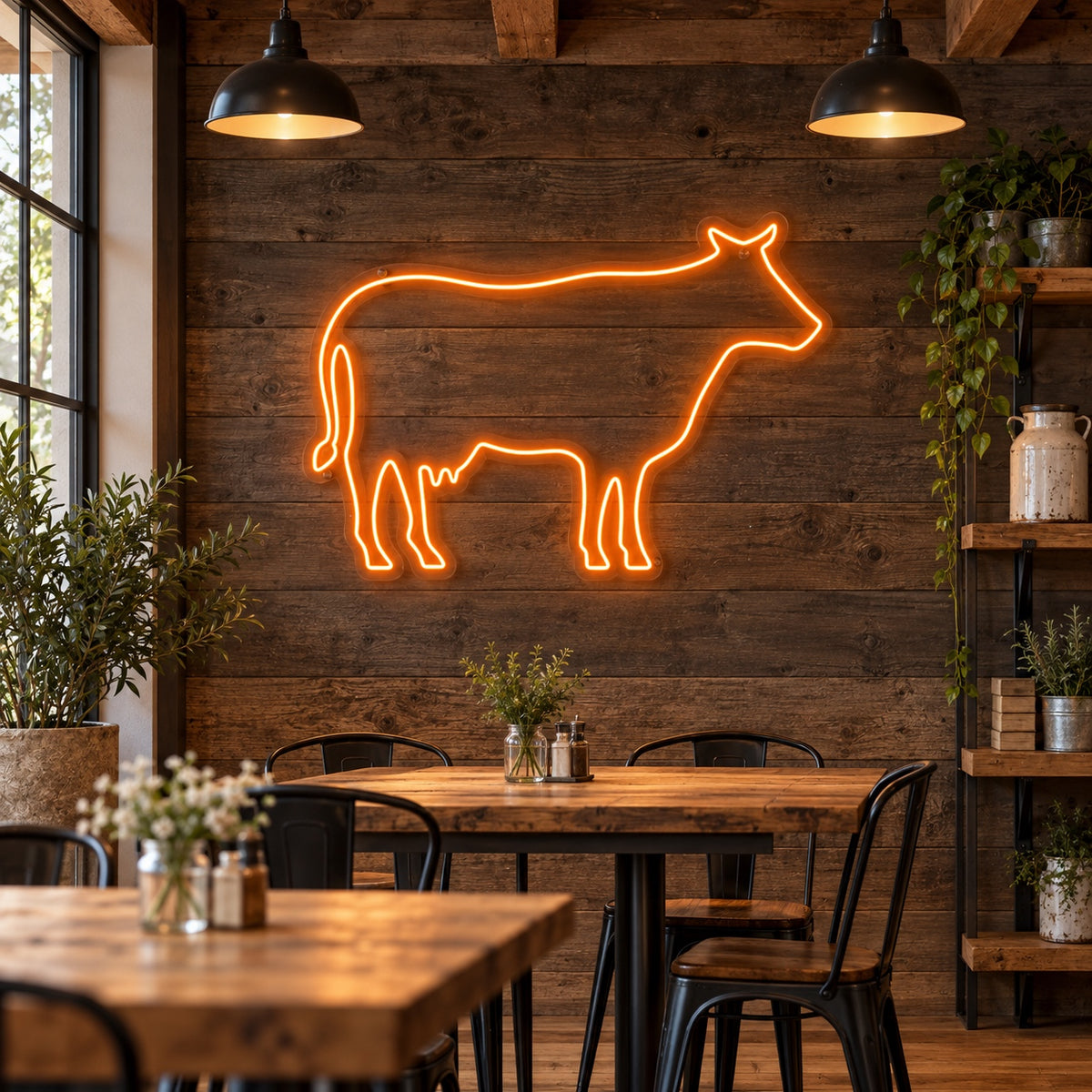 Cow LED Neon Sign Standing Cow Outline Wall Neon Signs - Shineneon