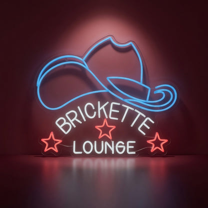 Cowboy Hat Brickette Lounge LED Neon Sign - Shineneon