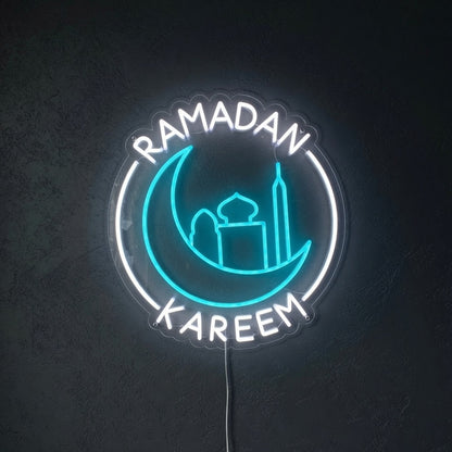 Ramadan Kareem LED Neon Sign Circle Crescent Badge - Shineneon