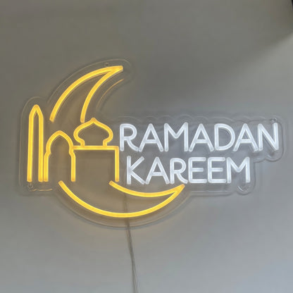 Ramadan Kareem LED Neon Sign with Crescent Moon Accent - Shineneon