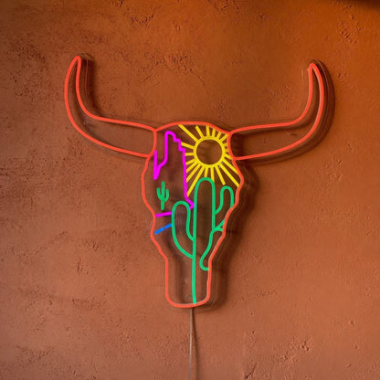 Western Cattle Skull LED Neon Sign for Bar Light Up Business Decor - Shineneon
