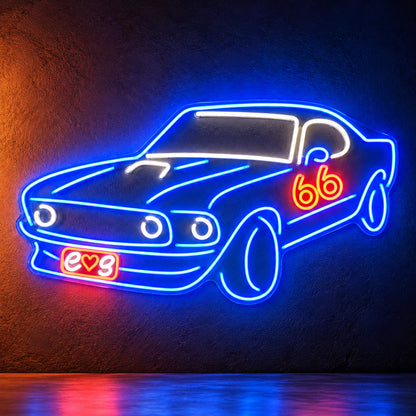Race Car Route 66 LED Neon Sign Dimmable Wall Light Wall Neon Signs - Shineneon