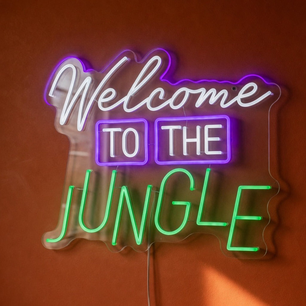 Welcome to the Jungle LED Neon Sign Boxed Caps with Script - Shineneon