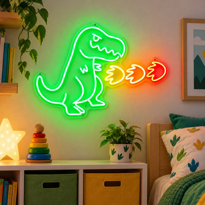 Fire Breathing Cute Cartoon Dinosaur LED Neon Sign for Kids Room - Shineneon