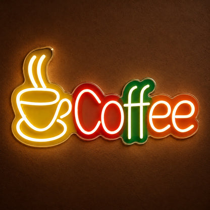 Coffee LED Neon Sign Cup with Wordmark - Shineneon