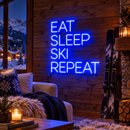 Eat Sleep Ski Repeat LED Neon Sign Dimmable Wall Light - Shineneon