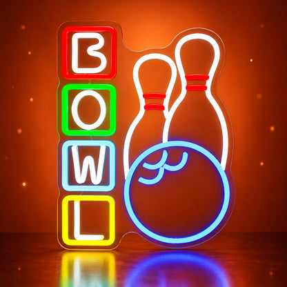 Bowling LED Neon Sign Vertical Letter Blocks with Ball - Shineneon