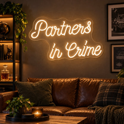 Partners in Crime LED Neon Sign for Man Cave Dimmable Wall Decor - Shineneon