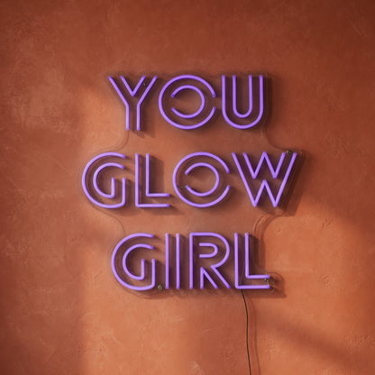 You Glow Girl LED Neon Sign Stacked Purple Era Caps - Shineneon