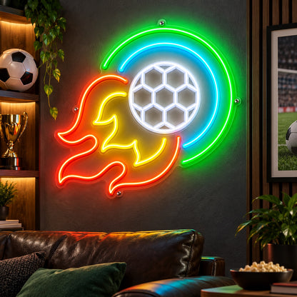 Football Ball Flying and Burn LED Neon Sign Dimmable Wall Light - Shineneon