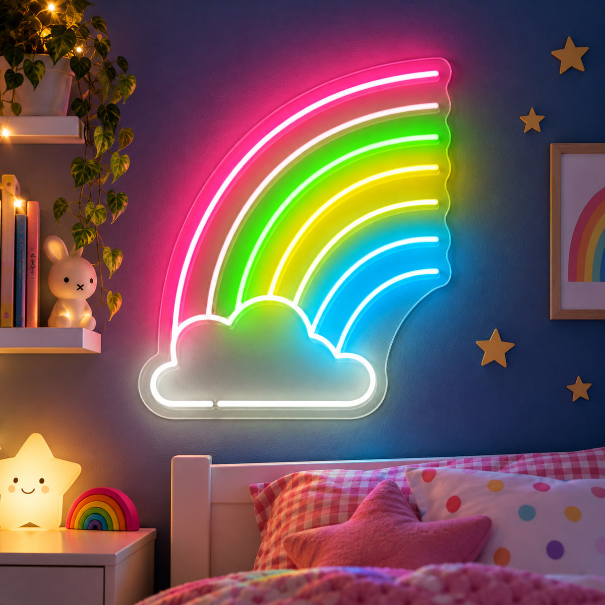 Rainbow with Cloud LED Neon Sign for Kids Room Dimmable Wall Decor Wall Neon Signs - Shineneon