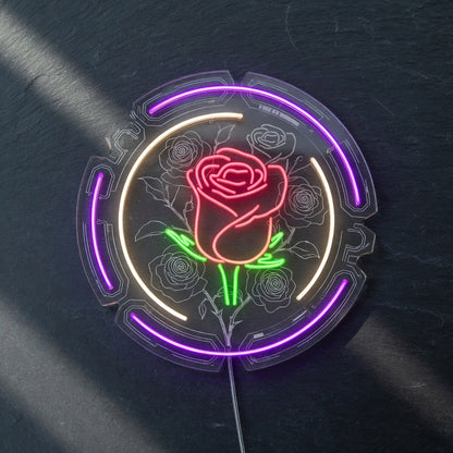 Rose in Round LED Neon Sign - Shineneon