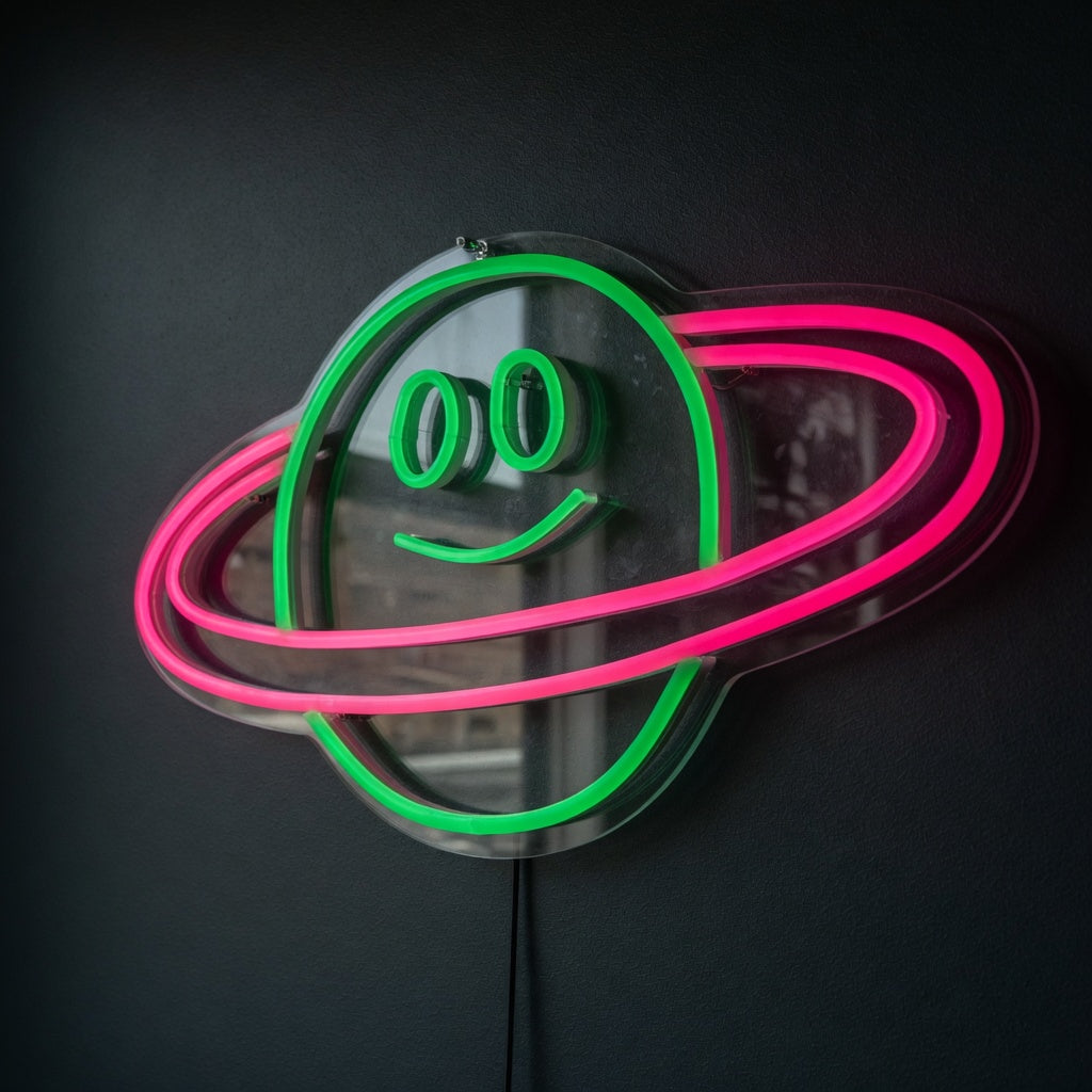 Planet Saturn Smiley Face LED Neon Sign - Shineneon