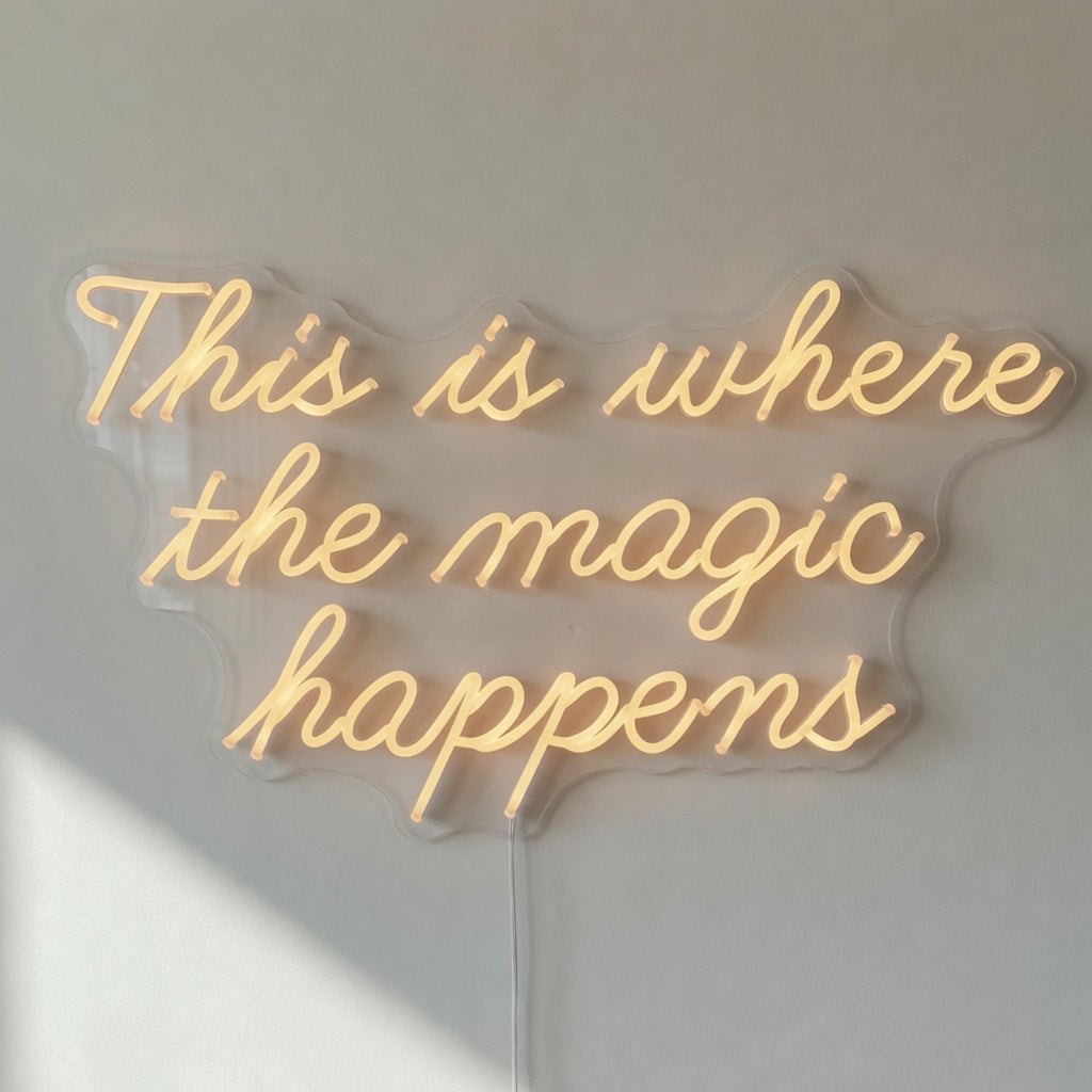This Is Where the Magic Happens LED Neon Sign Compact Cursive Style - Shineneon