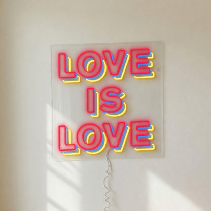 Love is Love LED Neon Sign Stacked Boxed Caps - Shineneon