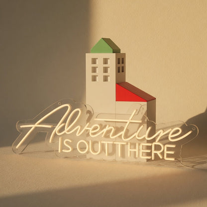 Adventure Is Out There LED Neon Sign Boxed Sunset Scene - Shineneon