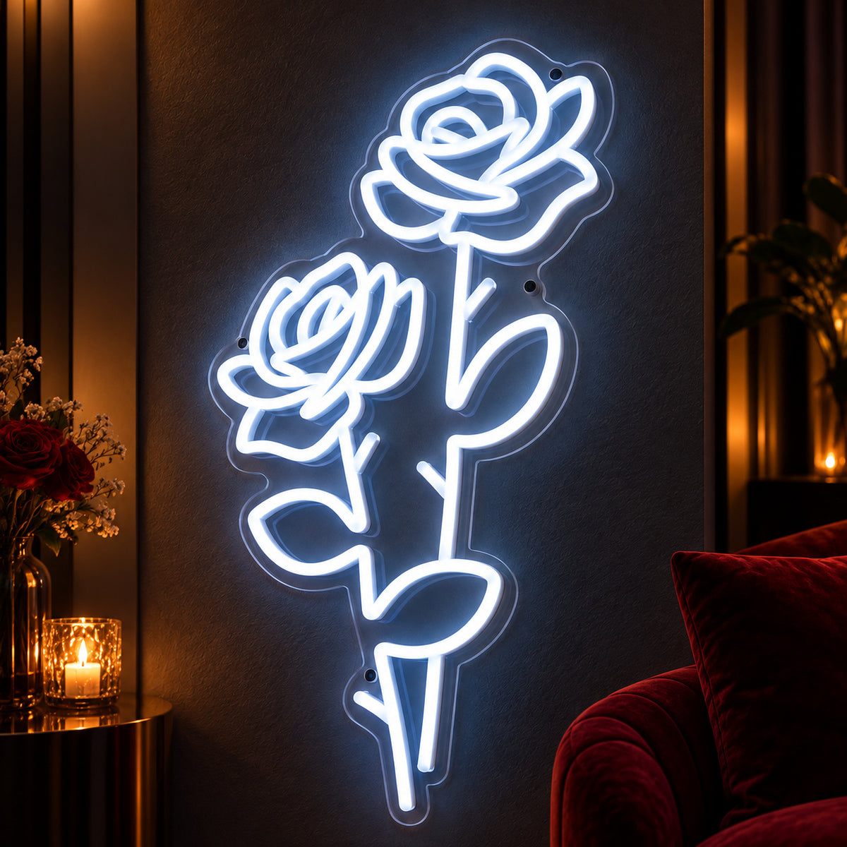 Two Roses LED Neon Sign Dimmable Wall Light - Shineneon