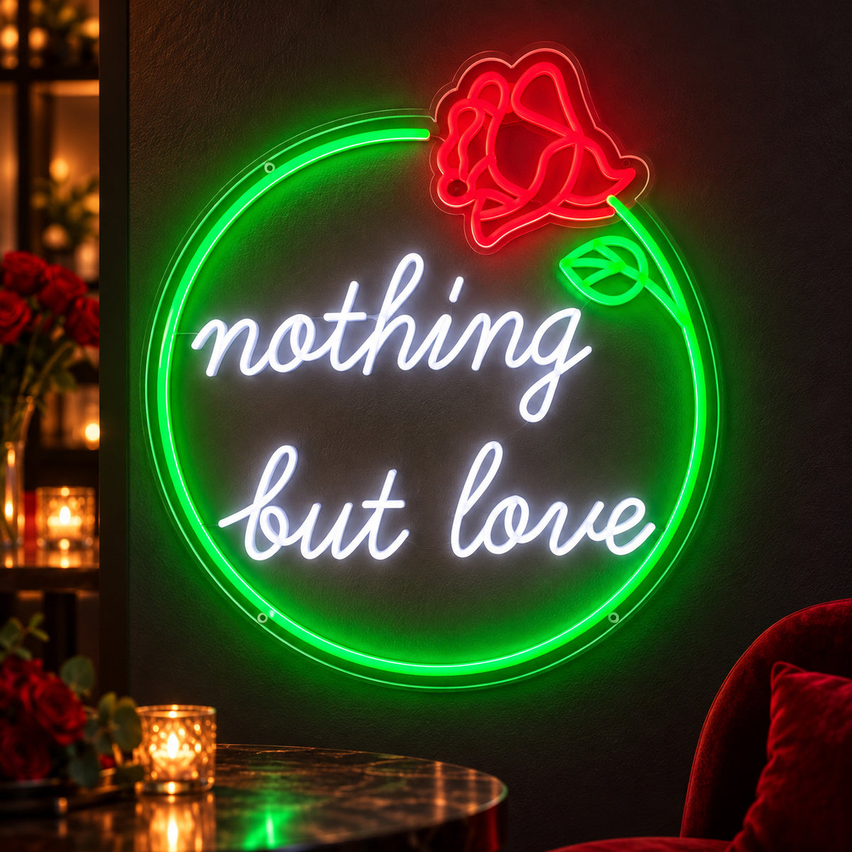 Nothing But Love LED Neon Sign, Dimmable Wall Light - Shineneon