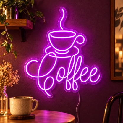 Coffee Bar LED Neon Sign, Cup Corner Badge - Shineneon