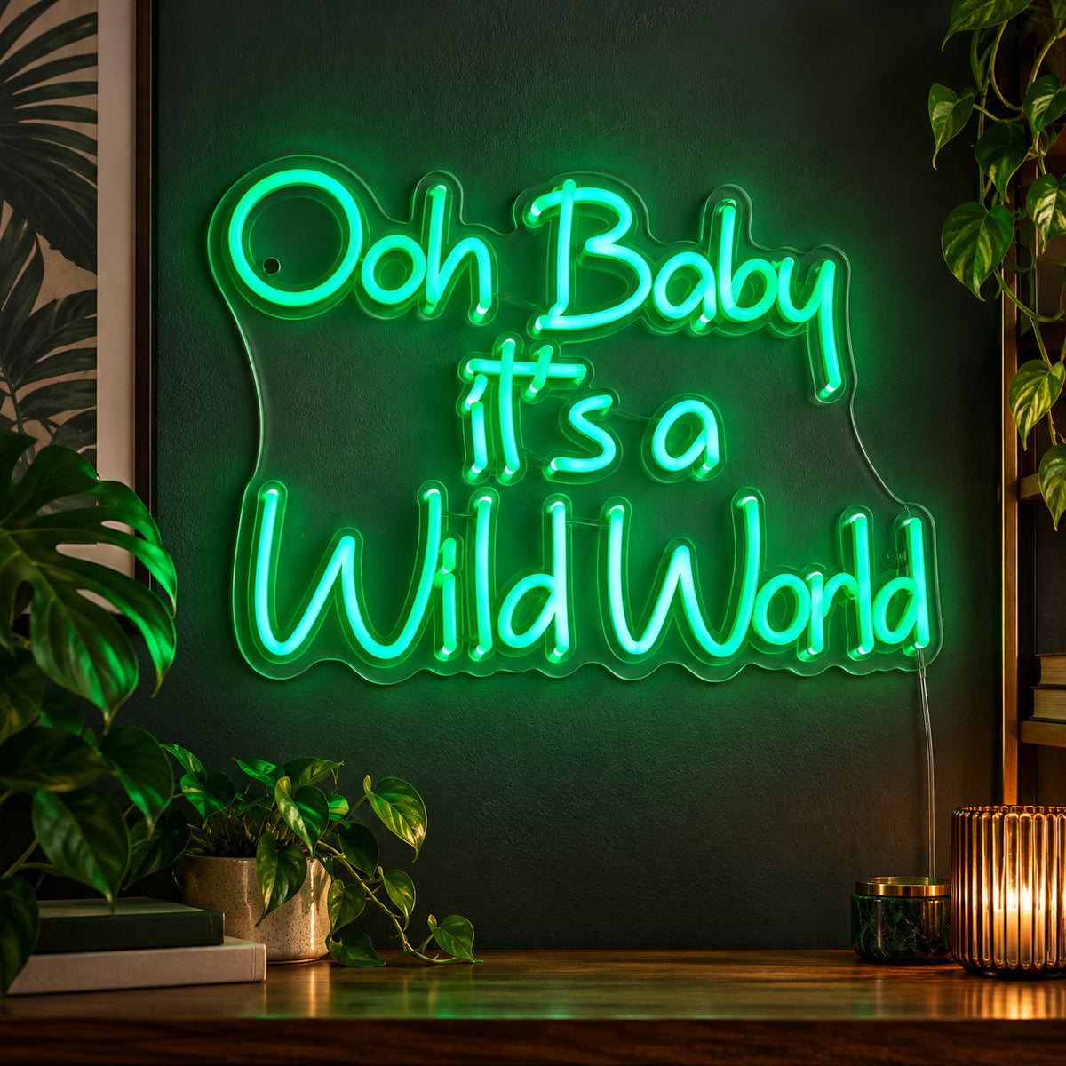 Ooh Baby It's a Wild World LED Neon Sign Dimmable Wall Light Wall Neon Signs - Shineneon