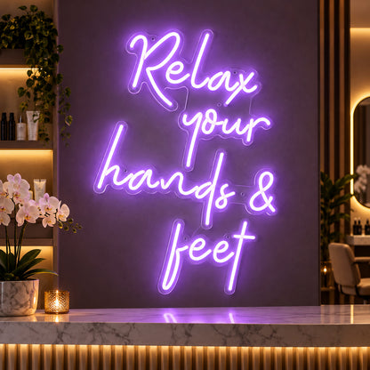 Relax Your Hands and Feet LED Neon Sign for Salon, Light Up Wall Decor - Shineneon